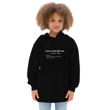 Load image into Gallery viewer, Non-Compliant Kids Fleece Hoodie WHT TXT