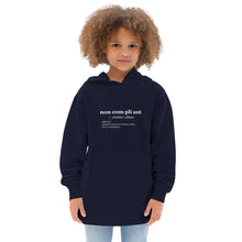 Load image into Gallery viewer, Non-Compliant Kids Fleece Hoodie WHT TXT
