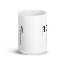Load image into Gallery viewer, Thirteen Point One White glossy mug BLK TXT