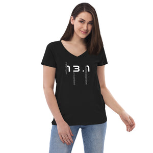 Thirteen Point One Women’s V-Neck T-Shirt WHT TXT