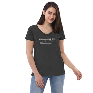 Ungovernable Women’s V-Neck T-Shirt WHT TXT