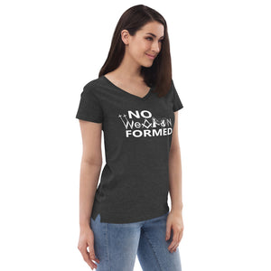 No Weapon Formed Women’s V-Neck T-Shirt WHT TXT