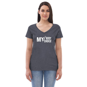 My Body Women’s V-Neck T-Shirt WHT TXT