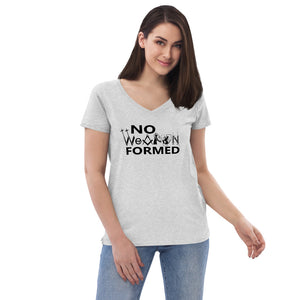 No Weapon Formed Women’s V-Neck T-Shirt BLK TXT