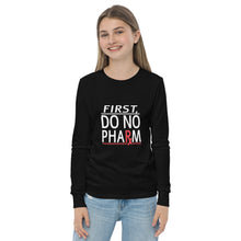 Load image into Gallery viewer, Do No Pharm Youth long sleeve WHT TXT