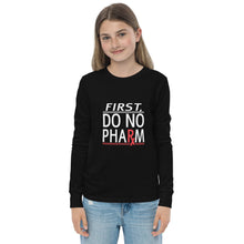 Load image into Gallery viewer, Do No Pharm Youth long sleeve WHT TXT