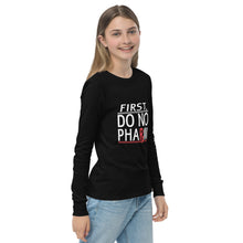 Load image into Gallery viewer, Do No Pharm Youth long sleeve WHT TXT