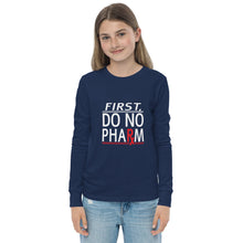 Load image into Gallery viewer, Do No Pharm Youth long sleeve WHT TXT