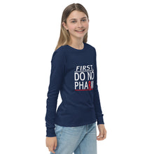 Load image into Gallery viewer, Do No Pharm Youth long sleeve WHT TXT