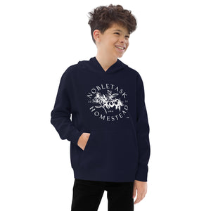 Nobletask Homestead Kids fleece hoodie WHT TXT