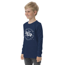 Load image into Gallery viewer, Nobletask Homestead Youth long sleeve tee WHT TXT