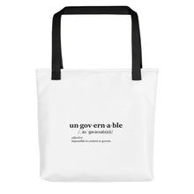 Load image into Gallery viewer, Ungovernable Tote bag BLK TXT