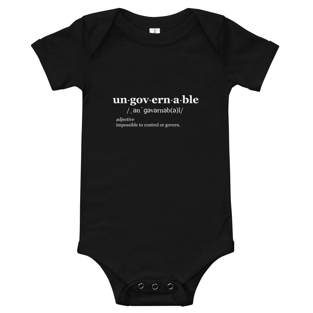 Ungovernable Baby Short Sleeve One Piece WHT TXT