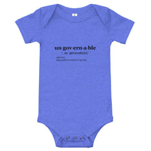Load image into Gallery viewer, Ungovernable Baby Short Sleeve One Piece BLK TXT