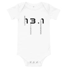 Load image into Gallery viewer, Thirteen Point One Baby Short Sleeve One Piece BLK TXT