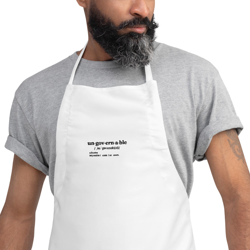 Ungovernable Embroidered Apron BLK TXT