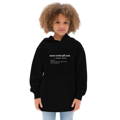 Non-Compliant Kids Fleece Hoodie WHT TXT