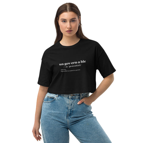 Ungovernable Crop Top WHT TXT