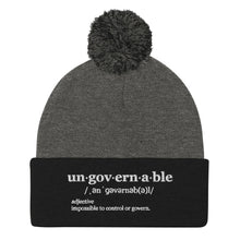 Load image into Gallery viewer, Ungovernable Pom-Pom Beanie WHT TXT
