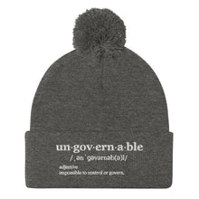Load image into Gallery viewer, Ungovernable Pom-Pom Beanie WHT TXT