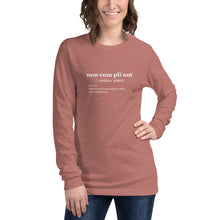 Load image into Gallery viewer, Non-Compliant Unisex Long Sleeve WHT TXT