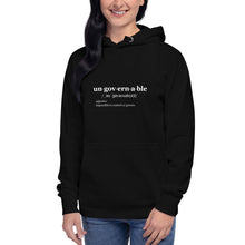 Load image into Gallery viewer, Ungovernable Unisex Hoodie WHT TXT