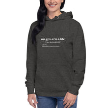Load image into Gallery viewer, Ungovernable Unisex Hoodie WHT TXT