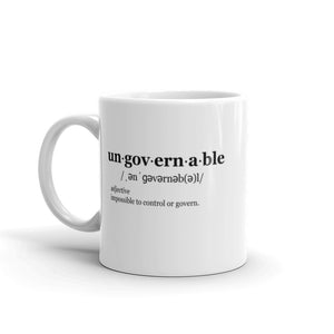 Ungovernable White glossy mug BLK TXT