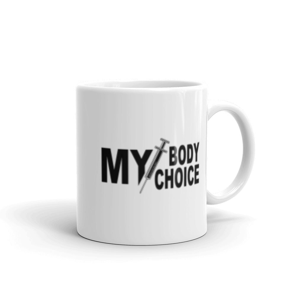 My Body White glossy mug BLK TXT