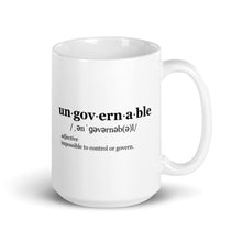 Load image into Gallery viewer, Ungovernable White glossy mug BLK TXT