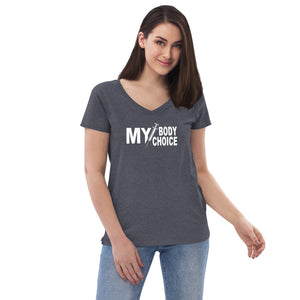 My Body Women’s V-Neck T-Shirt WHT TXT