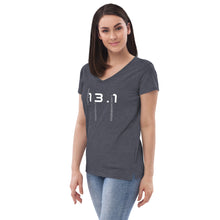Load image into Gallery viewer, Thirteen Point One Women’s V-Neck T-Shirt WHT TXT
