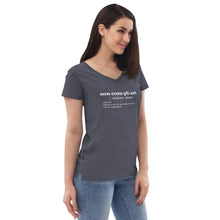 Load image into Gallery viewer, Non-Compliant Women’s V-Neck T-Shirt WHT TXT
