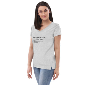 Non-Compliant Women’s V-Neck T-Shirt BLK TXT
