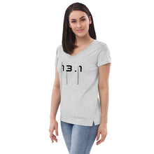 Load image into Gallery viewer, Thirteen Point One Women’s V-Neck T-Shirt BLK TXT