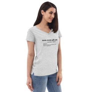Non-Compliant Women’s V-Neck T-Shirt BLK TXT