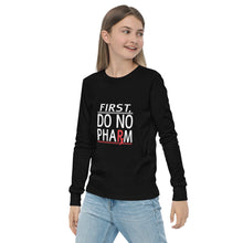 Load image into Gallery viewer, Do No Pharm Youth long sleeve WHT TXT