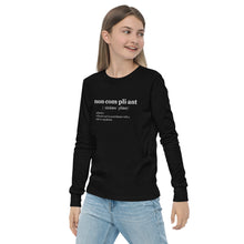 Load image into Gallery viewer, Non-Compliant Youth long sleeve WHT TXT