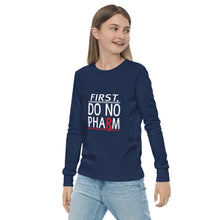 Load image into Gallery viewer, Do No Pharm Youth long sleeve WHT TXT